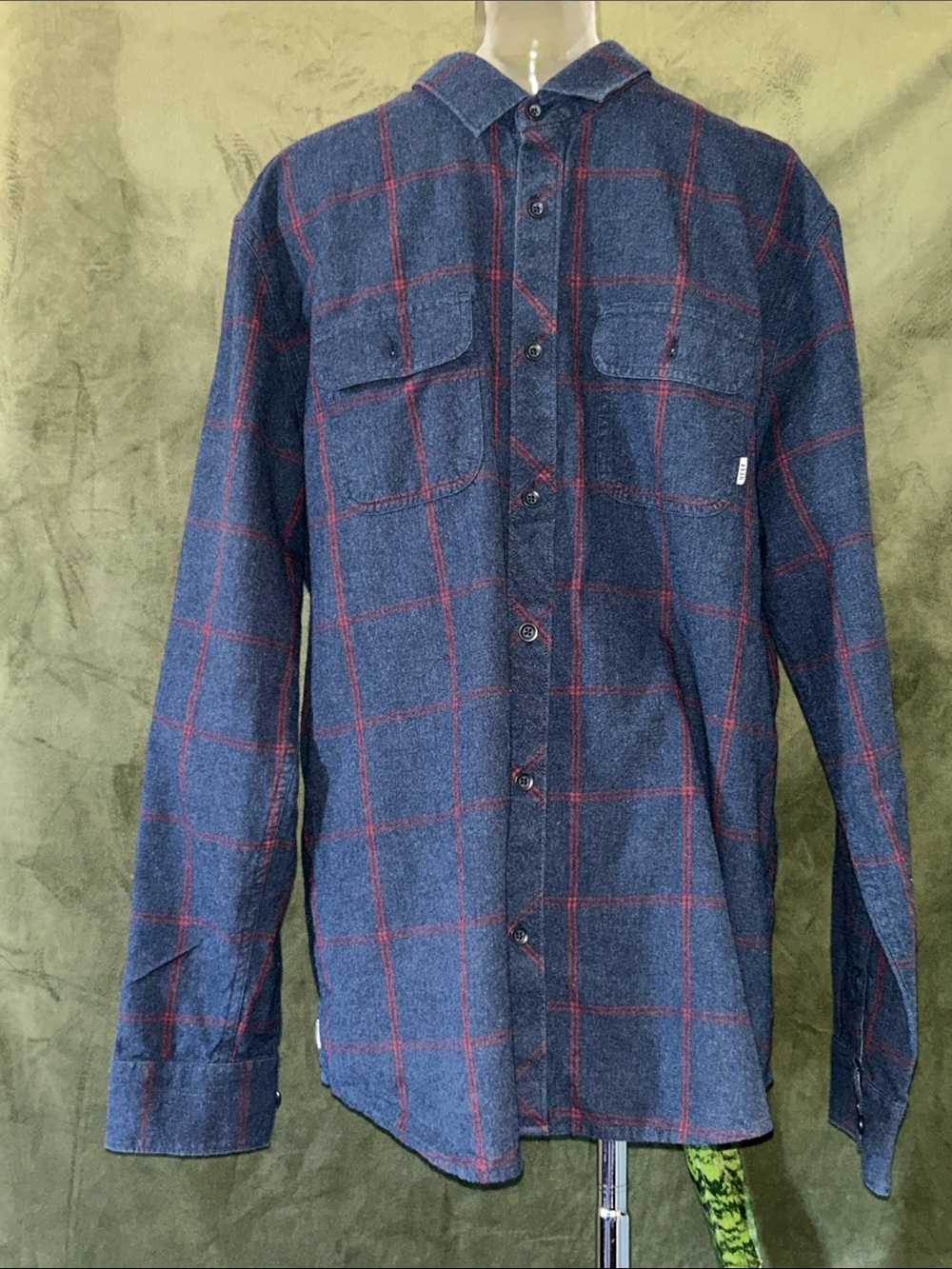 Reef Navy and Red Plaid Lightweight Shirt Jacket